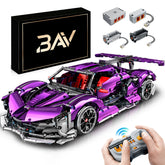 Apollo Purple Sports Car Building Sets, Remote Control Drift, Electric gullwing doors, 2036 Pcs - BAV BRICK